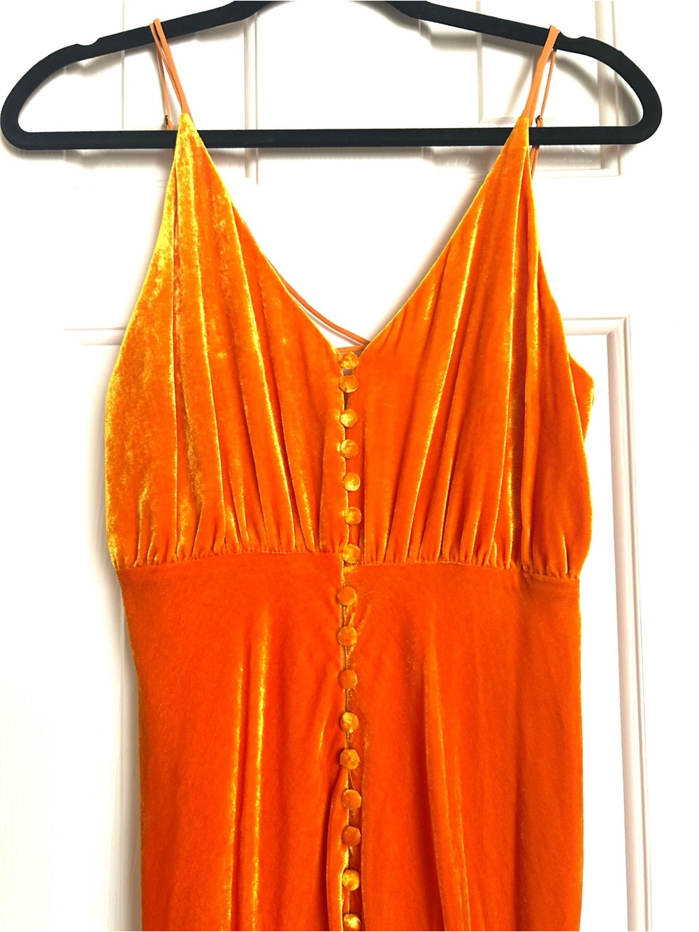 Urban Outfitters Orange Velvet Button down Maxi Dress